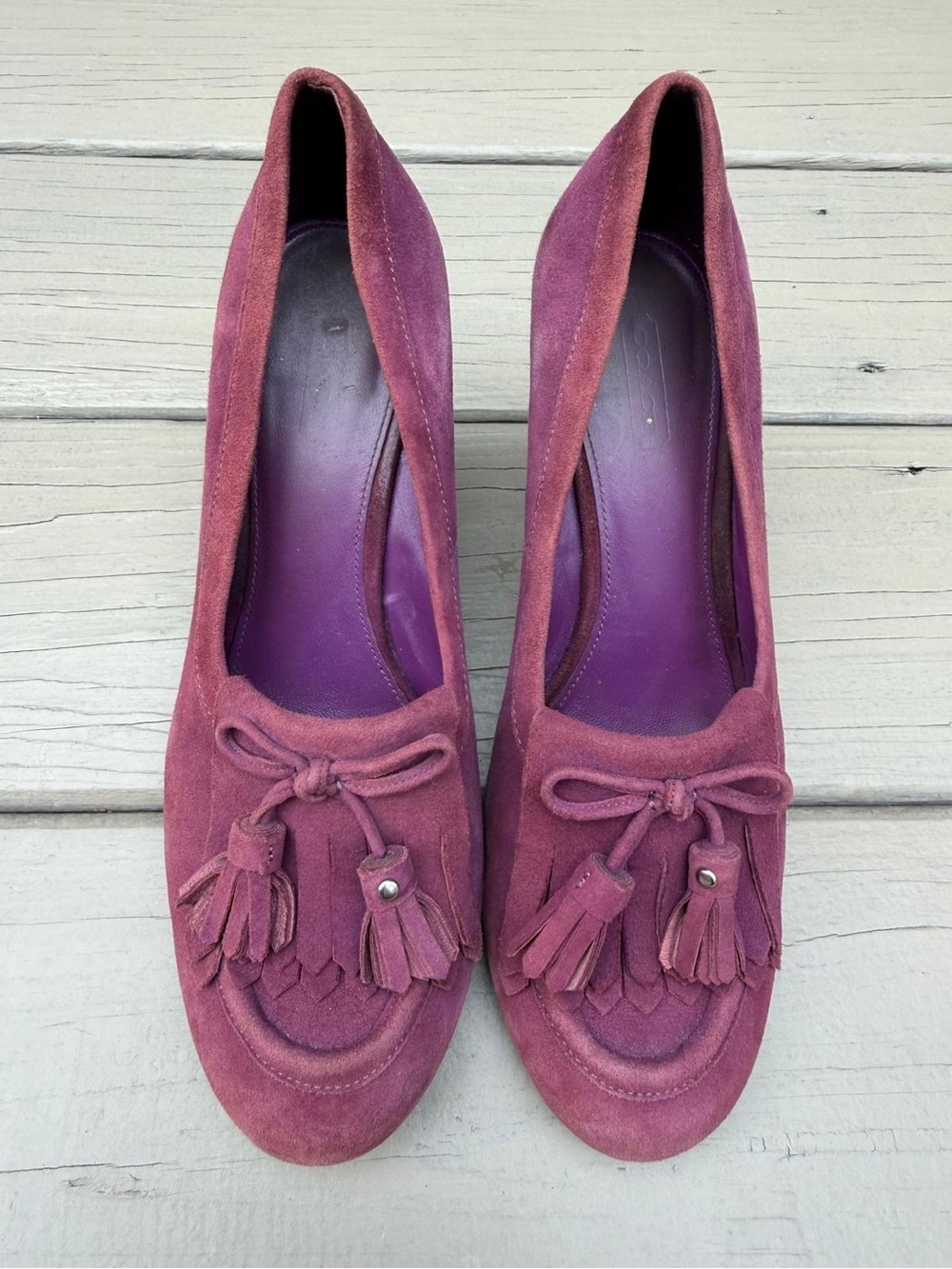 suede Coach Terri wedge heels